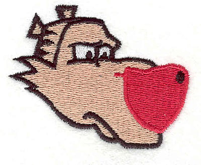Embroidery Design: Dog with red nose <br>1.96" X 2.51"