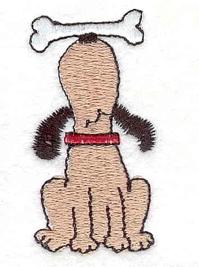 Embroidery Design: Dog balancing bone <br> 2.16" X 1.12" | Embroidery Legacy Embroidery Design: Dog balancing bone <br> 2.16" X 1.12"