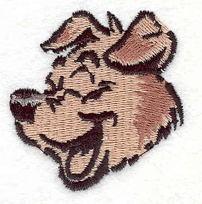 Embroidery Design: Dog head happy <br>2.00" X 1.90"
