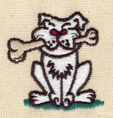 Embroidery Design: Dog with bone<br> 1.40w X 2.00h