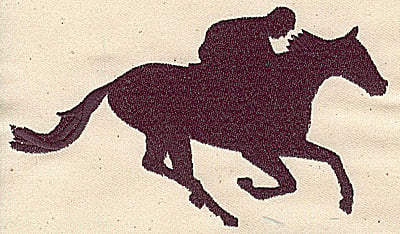 Embroidery Design: Horse and rider racing<br>3.30in. H x 5.53in. W