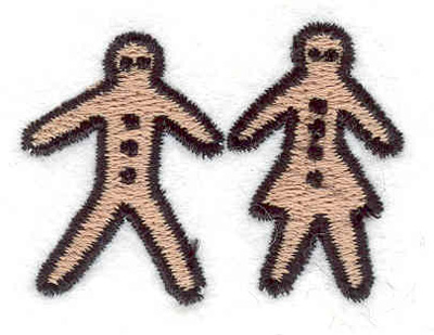 Embroidery Design: Gingerbread couple <br>1.80"w X 1.31"h