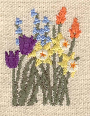 Embroidery Design: Mixed flowers<br> 1.48w X 1.91h