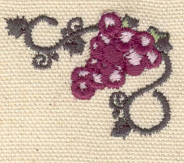 Embroidery Design: Grapes on the vine<br> 1.63w X 1.27h