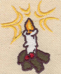 Embroidery Design: Candle with holly<br> 1.69w X 2.11h
