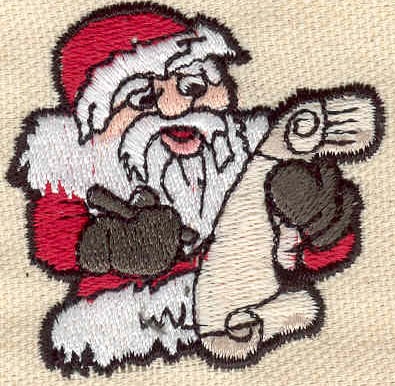 Embroidery Design: Santa reading list<br> 1.92w X 1.91h