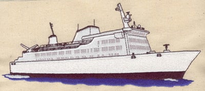 Embroidery Design: Cruise ship<br> 8.05w X 3.47h