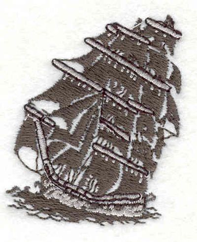 Embroidery Design: Sailing ship <br>1.66"w X 2.03"h