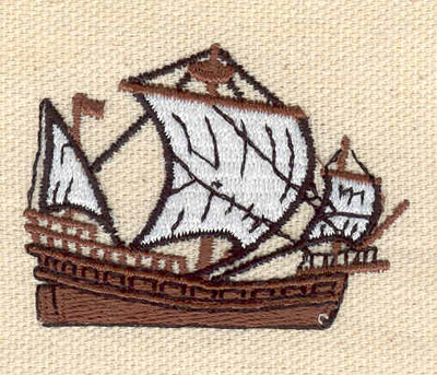 Embroidery Design: Sailing ship<br> 2.06w X 1.50h