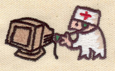 Embroidery Design: Computer technician<br> 2.48w X 1.40h