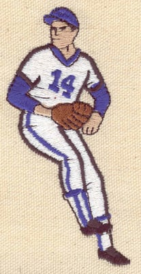 Embroidery Design: Baseball player<br> 1.93w X 3.89h
