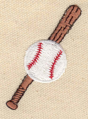 Embroidery Design: Baseball bat and ball<br> 1.53w X 2.22h