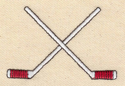 Embroidery Design: Crossed hockey sticks<br> 3.05w X 2.02h