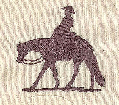 Embroidery Design: Cowboy with his horse<br>1.70in. H x 1.72in. W