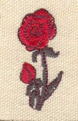 Embroidery Design: Rose and bud<br> 0.72w X 1.62h