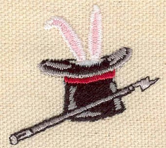Embroidery Design: Magician's hat with rabbit<br> 1.54w X 1.46h