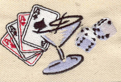 Embroidery Design: Cards dice and martini glass<br> 3.03w X 1.83h