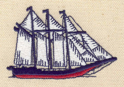 Embroidery Design: Sailing ship<br> 2.90w X 1.93h