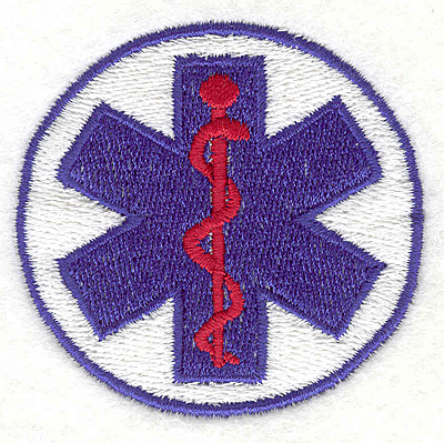 Embroidery Design: Medical Symbol Round<BR>2.35" x 2.35"