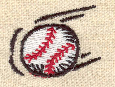 Embroidery Design: Baseball in motion<br> 1.39w X 1.09h