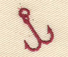 Embroidery Design: Fishing hook<br> 0.61w X 0.76h