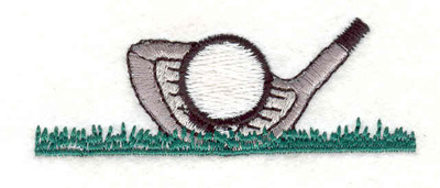 Embroidery Design: Golf club ball on grass <br>2.75"w X 1.00"h