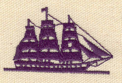 Embroidery Design: Sailing ship<br> 2.19w X 1.32h