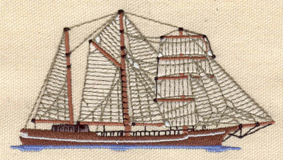 Embroidery Design: Sailing ship<br> 4.20w X 2.28h