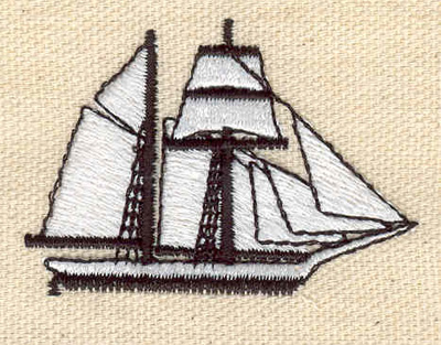 Embroidery Design: Schooner<br> 2.08w X 1.47h