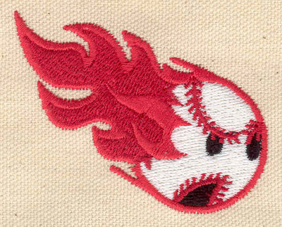 Embroidery Design: Flamming baseball<br> 2.70w X 2.09h