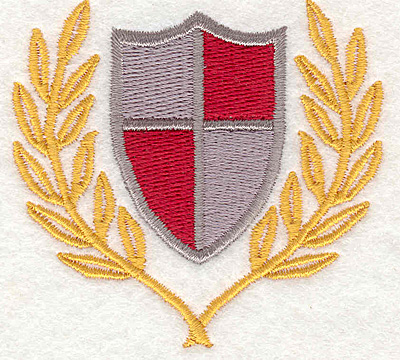 Embroidery Design: Wreath & Shield<br>2.44" X 2.61"