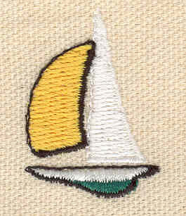 Embroidery Design: Sail boat<br> 0.97w X 1.37h