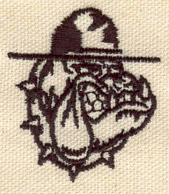 Embroidery Design: Bulldog with hat<br> 1.54w X 1.79h
