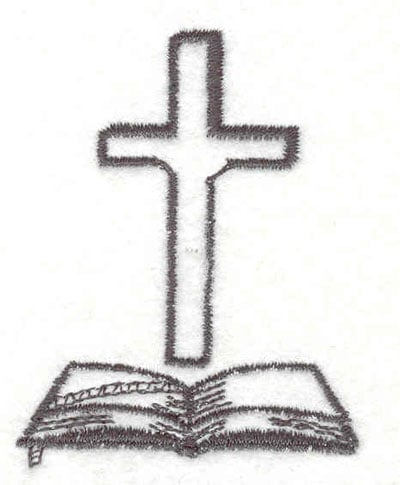 Embroidery Design: Cross and bible <br>1.98"w X 2.58"h