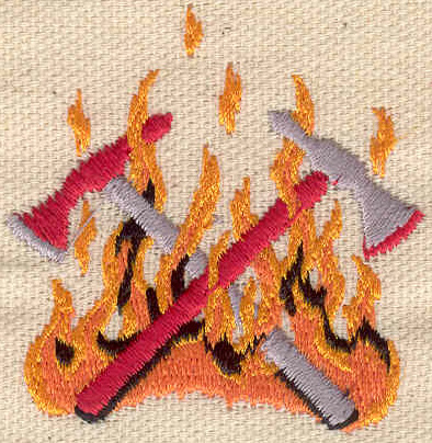 Embroidery Design: Flames and axes<br> 1.94w X 2.01h