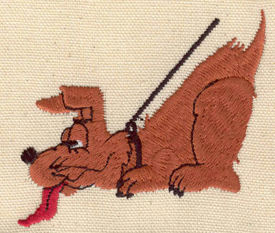 Embroidery Design: Dog on leash<br>3.21w X 2.88h