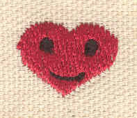 Embroidery Design: Heart happy face<br> 0.70w X 0.58h