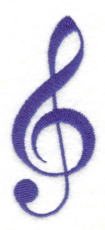Embroidery Design: Treble Clef <br>3.25" X 1.35"