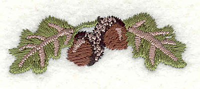 Embroidery Design: Leaves and Acorns<br> 0.60" X 1.78"