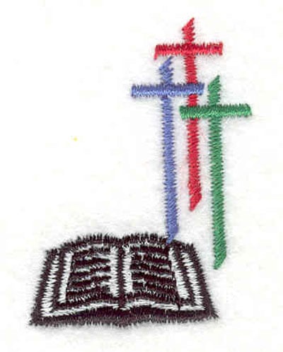 Embroidery Design: Crosses with bible <br>1.46"w X 1.93"h