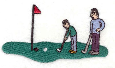 Embroidery Design: Golfers on green <br>2.98"w X 1.61"h