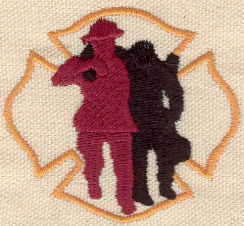 Embroidery Design: Fireman rescuing victim<br> 2.51w X 2.26h
