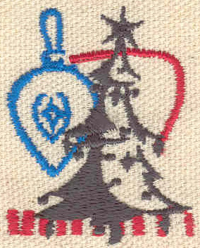 Embroidery Design: Christmas tree and decoration<br> 1.35w X 1.68h