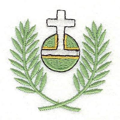 Embroidery Design: Cross with palms <br>2.02"w X 2.01"h