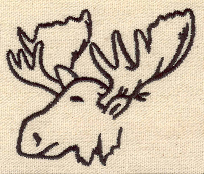 Embroidery Design: Moose head outline<br> 3.39w X 2.86h
