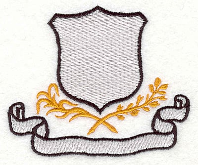 Embroidery Design: Crest and Banner<br>2.90"x3.45"