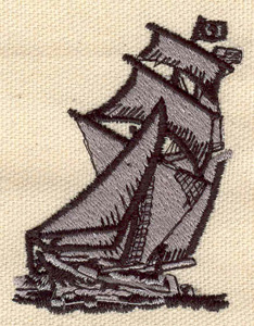 Embroidery Design: Sailing ship<br> 1.93w X 2.61h