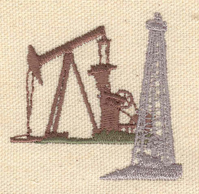 Embroidery Design: Oil well and rig<br> 2.13w X 2.09h