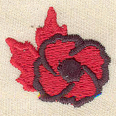 Embroidery Design: Poppy with maple leaf<br> 1.16w X 1.11h