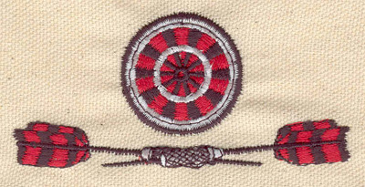 Embroidery Design: Darts and dartboard<br> 3.50w X 2.24h